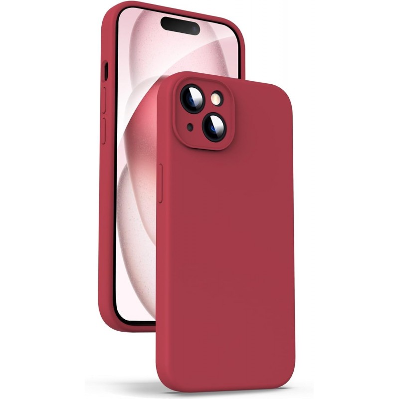 Apple IPHONE 15 PLUS - COQUE + PROTECTION LENTILLE - ROUGE (Sous Blister)