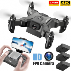 Mini Drone Professionnel avec Caméra 4K Portable RTF Pliable RC Quadricoptère avec 4 Batteries