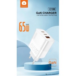 Wuw WUW - CHARGEUR RAPIDE GaN 65W - USB-A / USB-C - Blanc C199