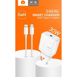 Wuw CHARGEUR USB-C AVEC CABLE USB-C LIGHTNING Gan 30W BLANC (T63)