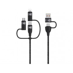 Usams Câble 2 Mètres USB-A -USB-C vers Lightning, USB-C, MicroUSB 100W (US-SJ646) - Noir