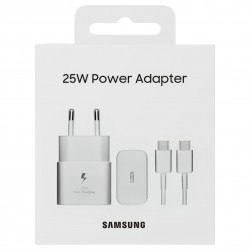 Samsung EP-T2510XWEGEU : Chargeur Samsung USB-C 25W + Cable USB-C (1m) Blanc BLISTER
