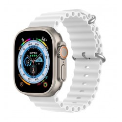Apple Bracelet Dux Ducis Strap - Apple Watch 9/8/7/6/5/4/3/2/SE (45/44/42 mm) - Bracelet en silicone BLANC (version OceanWave)
