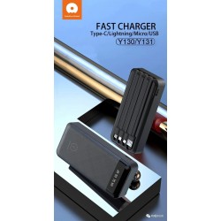 Wuw PowerBank Y130 - 10000 mAh + 4 Cables - Noir