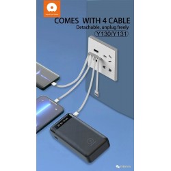 Wuw PowerBank Y130 - 10000 mAh + 4 Cables - Noir