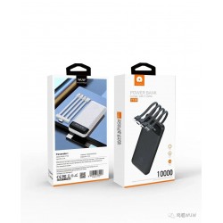 Wuw PowerBank Y130 - 10000 mAh + 4 Cables - Noir