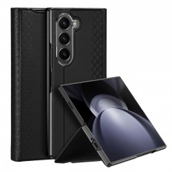 Samsung SAMSUNG GALAXY Z Fold 6 - Etui à Rabat en cuir Dux Ducis Brill (+ Fente pour Carte) Noir (Sous Blister)