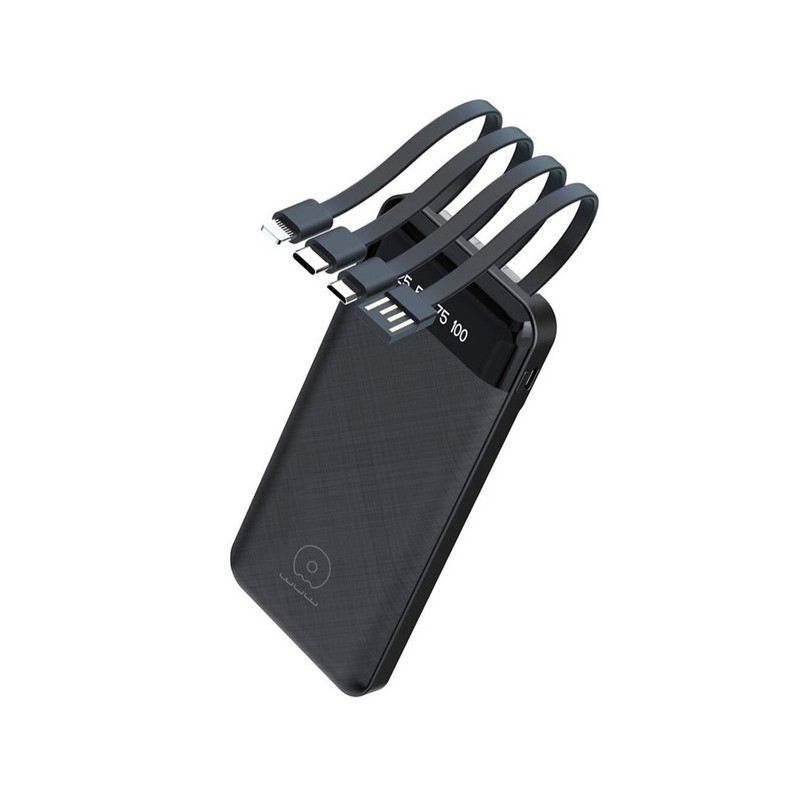 Wuw PowerBank Y130 - 10000 mAh + 4 Cables - Noir Wuw PowerBank Y130 - 10000 mAh + 4 Cables - Noir