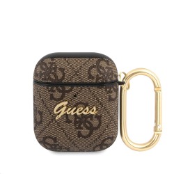 Guess Étui PC/PU Guess 4G Script pour AirPods 1/2 Marron