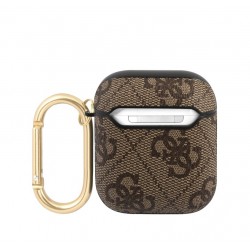 Guess Étui PC/PU Guess 4G Script pour AirPods 1/2 Marron