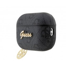 Guess Étui à breloques Guess 4G Script PC/PU pour AirPods Pro 2 Noir