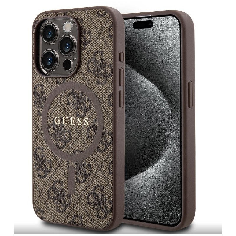 Guess GUESS IPHONE 16 - COQUE avec Anneau Coloré 4G - Marron