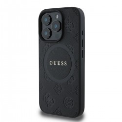 Guess GUESS IPhone 16 Pro - Coque MagSafe Guess Saffiano Peony Stamp - Noir