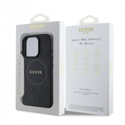 Guess GUESS IPhone 16 Pro - Coque MagSafe Guess Saffiano Peony Stamp - Noir