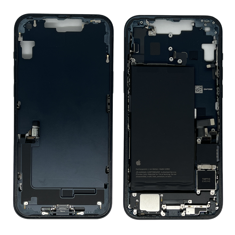 Apple Châssis iPhone 14 Plus Noir Sans Vitre Arrière avec Batterie (Origine Demonté) - E-SIM- Grade B