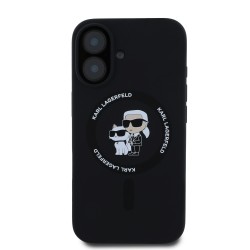 Apple Karl Lagerfeld IPHONE 16 Pro - Coque MagSafe Karl et Choupette en Silicone - Noir