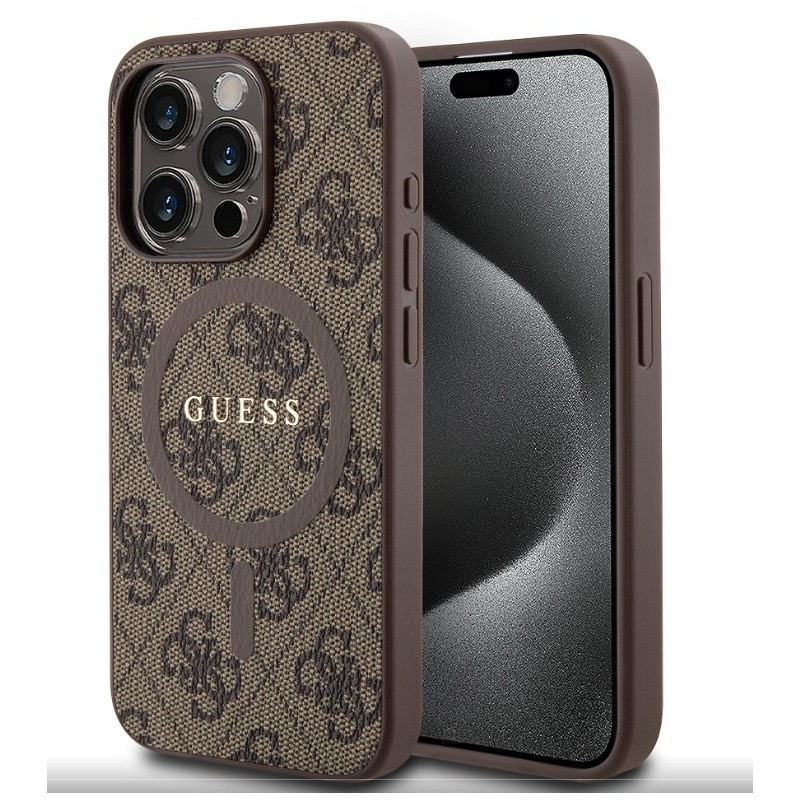 Guess GUESS IPHONE 16 Pro - COQUE avec Anneau Coloré 4G - Marron