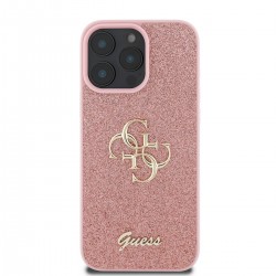 Guess GUESS IPhone 16 Pro - Coque en PU avec Logo en Métal et Paillettes Fixes 4G - Rose