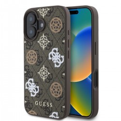 Apple GUESS IPHONE 16 Pro Max - Coque PU 4G Peony MagSafe - Marron