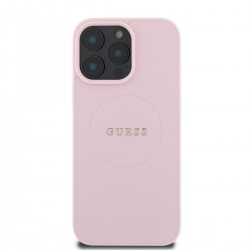 Apple GUESS IPHONE 16 - COQUE PU Grained Classic Logo MagSafe - Rose