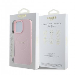 Apple GUESS IPHONE 16 - COQUE PU Grained Classic Logo MagSafe - Rose