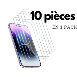 IPHONE 15 Plus / 16 Plus - FILM VERRE TREMPE DE PROTECTION Lot de 10 en 1 package