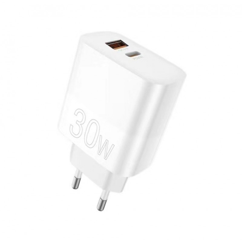 Wuw Chargeur USB-A / USB-C (PD-30W + QC-18W) Blanc Sous Blister (C208)