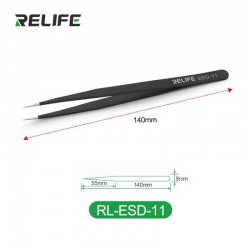 Pincette Droite Antistatique - Noir - RELIFE RL-ESD-11