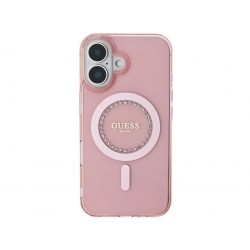 Guess GUESS IML BAGUE STRASS COQUE MAGSAFE POUR IPHONE 16 - ROSE