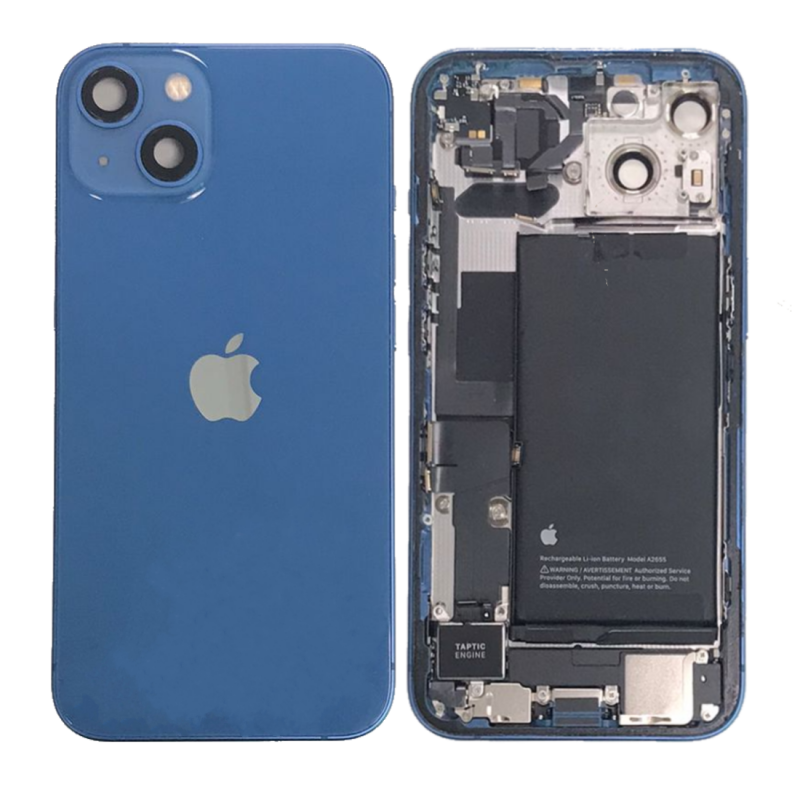 Apple Châssis Complet iPhone 13 Bleu - Connecteur de Charge + Batterie (Origine Demonté) Grade AB