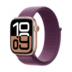 Apple Montre Connectée Apple Watch S10 GPS aluminium or rose 42 mm, Boucle Sport prune MWWK3 - Neuf