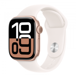 Apple Montre Connectée Apple Watch Series 10 Cellular Boîtier Aluminium Or Rose 42 mm Boucle Sport Rose Tendre S/M MWX93 - Neuf