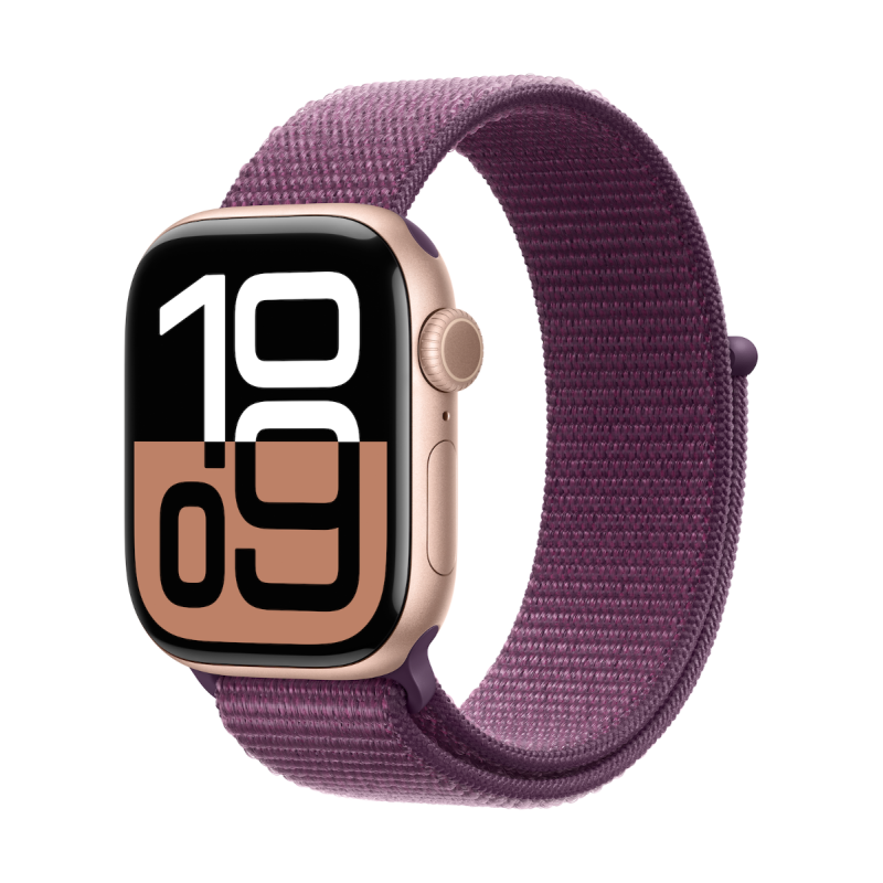 Apple Montre Connectée Apple Watch S10 GPS aluminium or rose 46 mm, Boucle Sport prune MWWV3 - Neuf