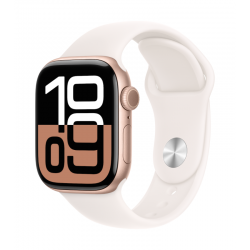 Apple Montre Connectée Apple Watch S10 GPS aluminium or rose 46 mm, Bracelet Boucle rose tendre S/M MWWT3 - Neuf