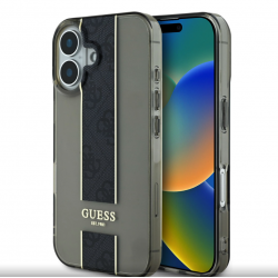 Guess COQUE GUESS IML MIDDLE 4G STRIPE POUR IPHONE 16 NOIR