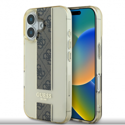 Guess COQUE GUESS IML MIDDLE 4G STRIPE POUR IPHONE 16 PRO MAX MARRON