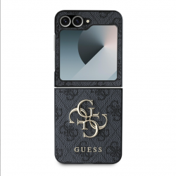 Guess GUESS : Coque PU 4G avec logo en métal pour Samsung Galaxy Z Flip 6 GRIS