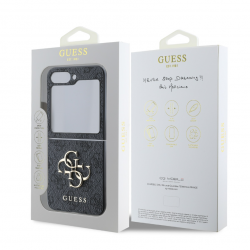 Guess GUESS : Coque PU 4G avec logo en métal pour Samsung Galaxy Z Flip 6 GRIS