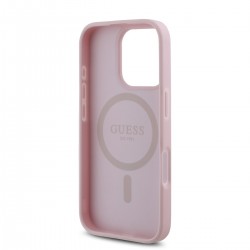 Apple Guess IPHONE 16 PRO MAX - COQUE MAGSAFE EN PU GRAINE 4G AVEC LOGO METAL - Rose