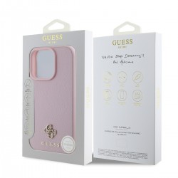 Apple Guess IPHONE 16 PRO MAX - COQUE MAGSAFE EN PU GRAINE 4G AVEC LOGO METAL - Rose