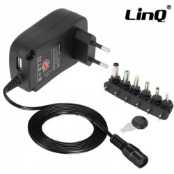 Chargeur Secteur Universel 30W 3 à 12V, 6 Embouts + Port USB LinQ T-129