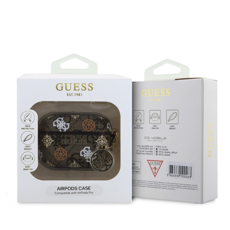 Guess Étui Guess PU 4G Peony Charm pour AirPods Pro MARRON