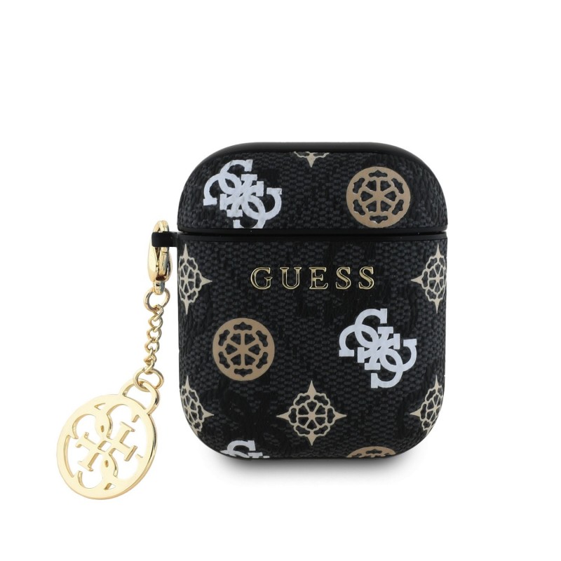 Guess Étui Guess PU 4G Peony Charm pour AirPods 1/2 Noir