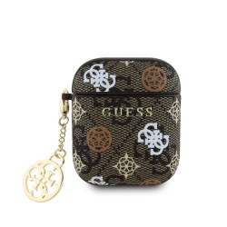 Guess Étui Guess PU 4G Peony Charm pour AirPods 1/2 Marron