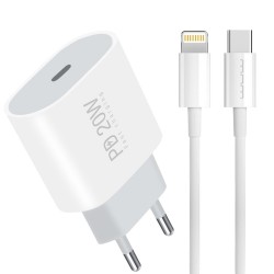 Wuw Chargeur USB-C 20W + Cable Type-C vers Lightning Blanc T79L