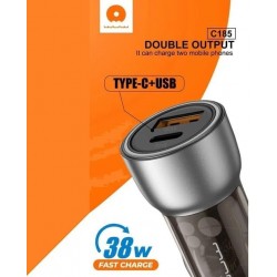 Wuw Chargeur Voiture USB-A / USB-C CHARGE RAPIDE PD-38W + QC 3.0 sous blister C185