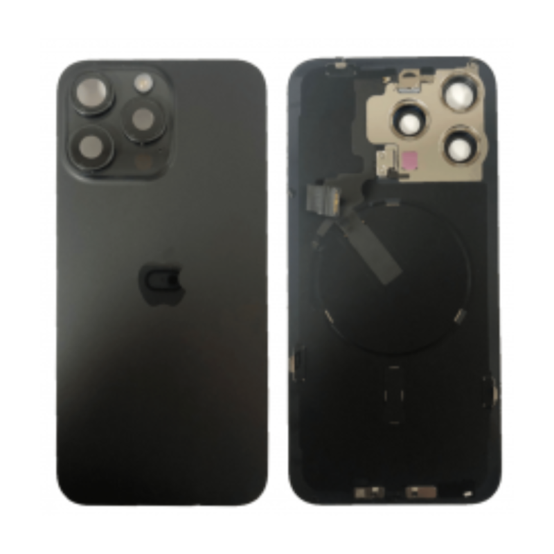 Apple Chassis Arrière iPhone 15 Pro Max sans Vitre Arrière avec Batterie Titane Noir E-SIM (Origine Demonté) Grade A