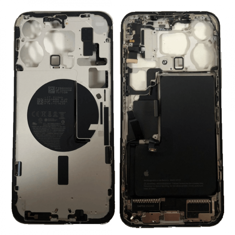 Apple Chassis iPhone 15 Pro Max sans Vitre Arrière avec Batterie Titane Noir (Origine Demonté) Grade B