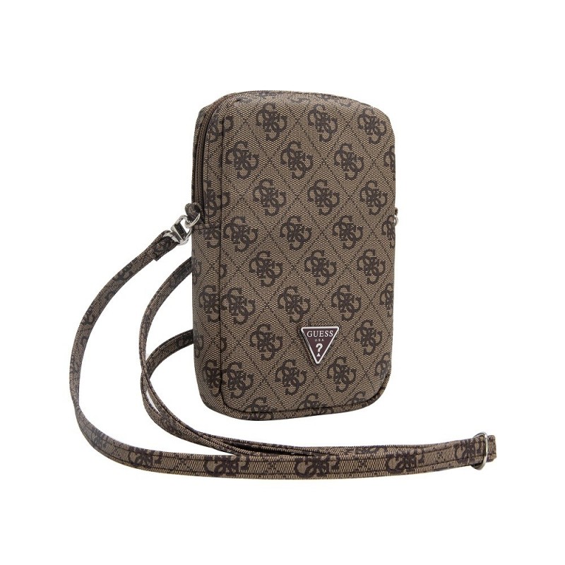 Guess Portefeuille pour téléphone Guess PU 4G avec logo triangulaire et fermeture éclair Marron