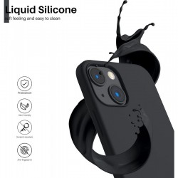 Apple Coque silicone noir mat pour iPhone 14 Pro Max – Avec protection lentille intégrée